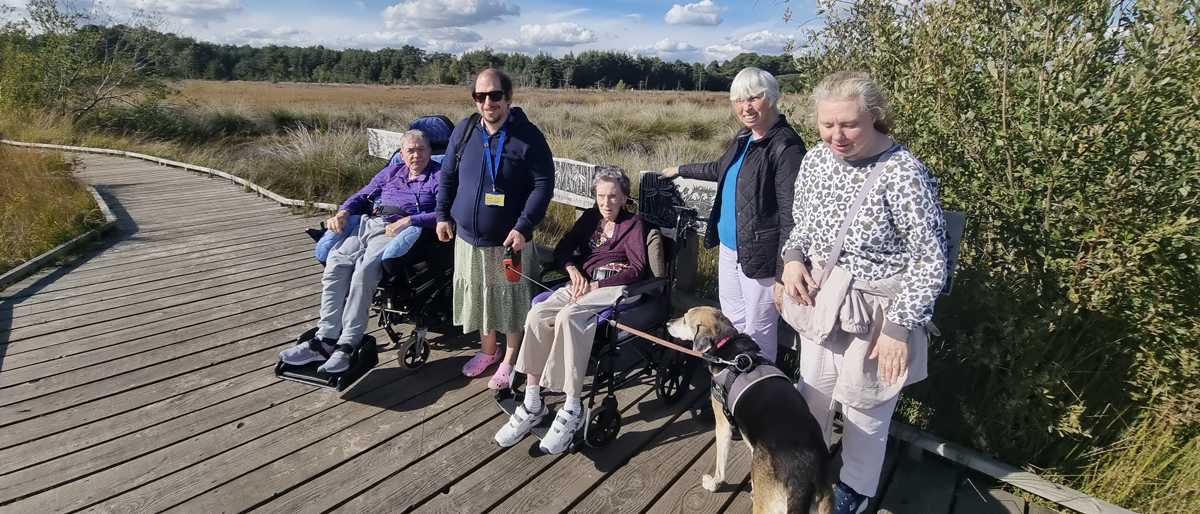 Walking the dog at the boardwalk